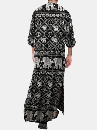 Casual Printed Long Long Sleeve Robe Dubai Robe - Phosgene