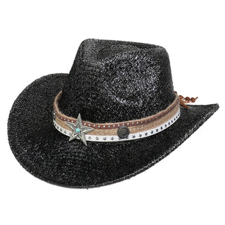 Festival Party Gathering Silver Western Denim Fedora Hat Felt - Phosgene