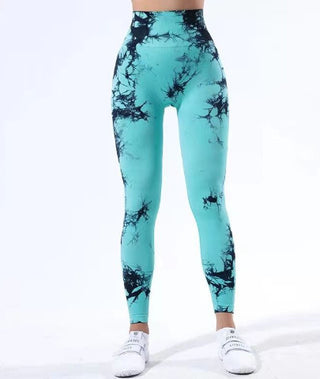 Tie-dyed Fitness Trousers High Waist Hip Lift Sports Skinny Running Sexy Phosgene