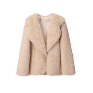 Lapel Leather Fur Coat Women's Artificial Wool Clip Coat - Phosgene