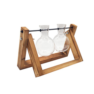 Swing Wooden Stand Hydroponic Plant Container Glass Vase - Phosgene