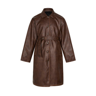 Leather Mid-length Trench Coat Men And Women - Phosgene