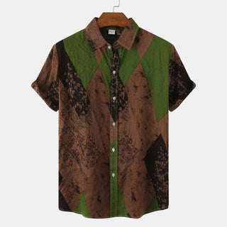 Men's Casual Short Sleeve Floral Shirt Camo Phosgene