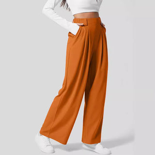 Women's Wide Leg Pants Elastic High Waist Waffle Knit Casual - Phosgene