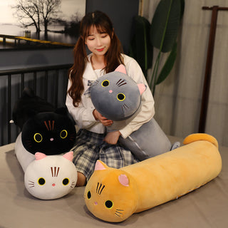 Large Size Cartoon Cat Plush Toys Stuffed Cloth Doll Long Animal Pillow Cushion - Phosgene