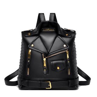 Soft Leather Textured Jacket Trendy Wild Clothes Backpack - Phosgene