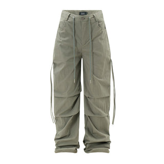 Men's Solid Color Pleated Loose Paratrooper Casual Pants Phosgene