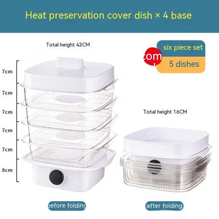 Multi-layer Dish Cover Heat Preservation Kitchen Cover Dining Table Leftover Storage Box Transparent Stack Cooking Hood Steamer Phosgene