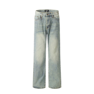 Retro Straight Jeans Men's Punk Distressed Phosgene