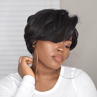 Black bob micro curl short hair - Phosgene