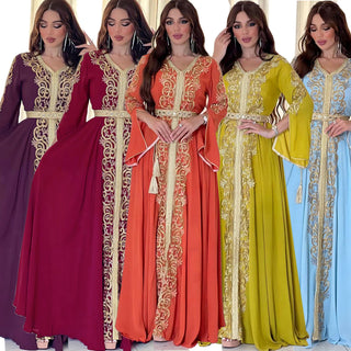 3737 Guerbang Arab Dubai Foreign Trade Embroidery Applique Dress - Phosgene