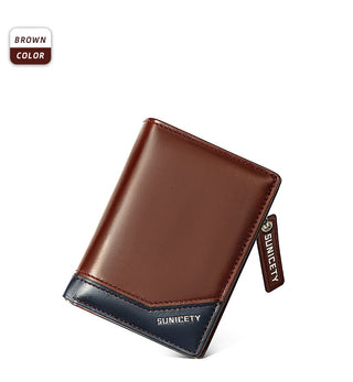 PU Leather Multifunctional Zipper Short Men's Wallet - Phosgene