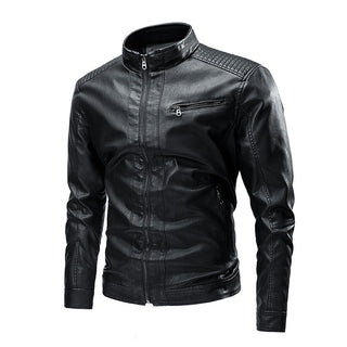 Spring And Autumn Cross-border Casual Men's Leather Clothing Stitching Motorcycle Retro Fashion Leather Jacket Coat - Phosgene