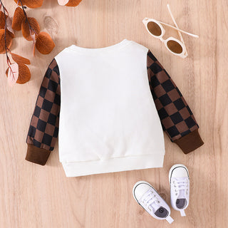 Infants And Toddlers Fall Long-sleeved Tops Fashion Plaid Sweatshirt - Phosgene