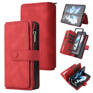 Z Fold 4 Mobile Phone Leather Case Multifunctional Zipper Wallet Case - Phosgene