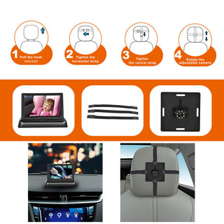 12-24V Folding Screen For Baby Monitoring Images In Car With Cigarette Lighter Power Cord  Night Vision Eight-lamp Camera Phosgene