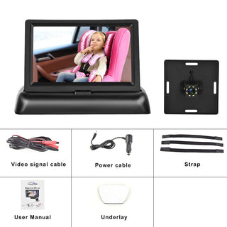 12-24V Folding Screen For Baby Monitoring Images In Car With Cigarette Lighter Power Cord  Night Vision Eight-lamp Camera Phosgene