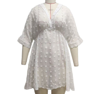 Jacquard Stitching Hollow Beach Cover-up Dress - Phosgene