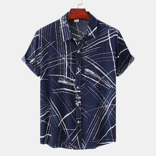 Men's Shirt Short Sleeve Lapel Check Print Phosgene