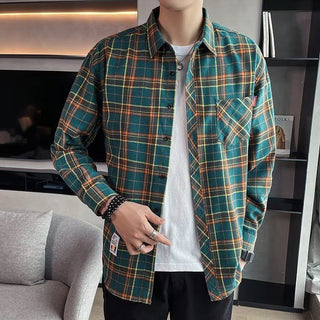 Loose Hong Kong Style Casual Coat Youth Plaid Shirt Phosgene