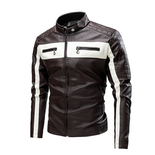 Men's Stand Collar Retro Warm Leather Jacket - Phosgene