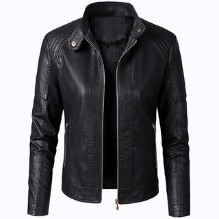 Long Sleeve Ladies Leather Jacket Pu Leather Women Short - Phosgene