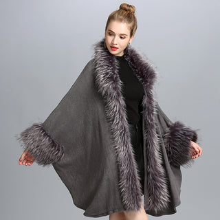 Faux Fur Cape Cape Women's Coat - Phosgene