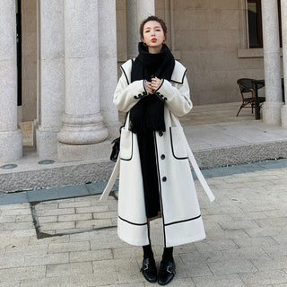 Loose And Thickened Temperament Woolen Coat Mid-length Woolen Coat - Phosgene