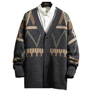 Autumn And Winter New Style Japanese Men's Handsome Knit Sweater Youth Cardigan Sweater - Phosgene