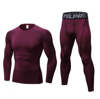 Men's Fitness Running Compression Training Suit Tights Long-sleeved Shirt Pants Leggings Sports Suit Fitness Sportswear - Phosgene