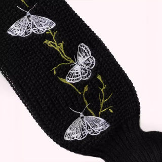 Butterfly Embroidery Short Long Sleeve Casual Sweater - Phosgene