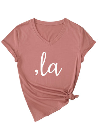 Letter V-neck T-shirt Simple Women - Phosgene