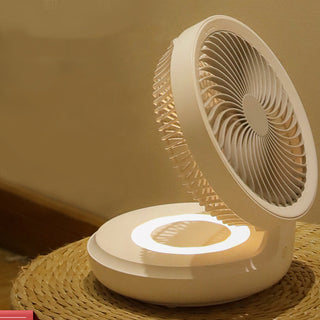 Wireless Suspended Air Circulation Fan USB Rechargeable Folding Electric Fan Night Light Touch Control 4 Wind Speed Phosgene