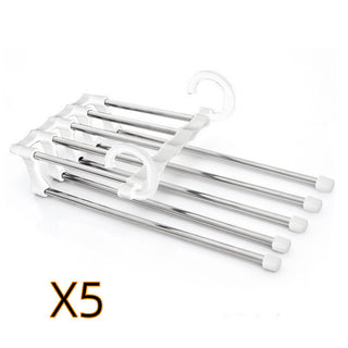 5 In 1 Wardrobe Hanger Multi-functional Clothes Hangers Pants Stainless Steel Magic Wardrobe Clothing Hangers For Clothes Rack - Phosgene