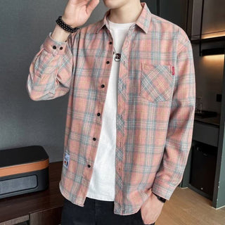 Loose Hong Kong Style Casual Coat Youth Plaid Shirt Phosgene