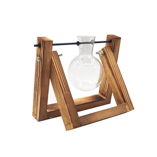 Swing Wooden Stand Hydroponic Plant Container Glass Vase - Phosgene