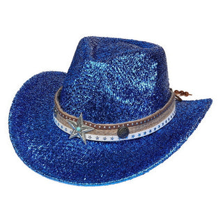 Festival Party Gathering Silver Western Denim Fedora Hat Felt - Phosgene