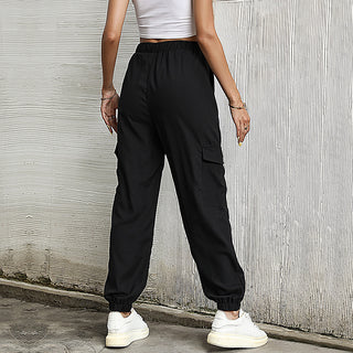 Long Solid Color Casual Elastic Ankle Banded Pants - Phosgene