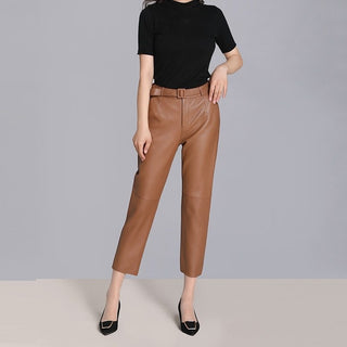 High-waisted leather pants - Phosgene