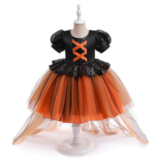 Halloween Girls' Witch Performance Costume Party Dress - Phosgene