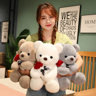 23-45cm New Lovely Hug Roses Teddy Bear Plush Pillow Stuffed Soft Animal Dolls Nice Birthday Gift Girlfriend Valentine's Day - Phosgene