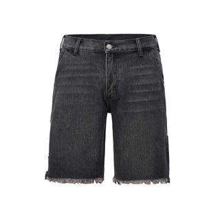 High Street Washed Overalls Daddy Pants Retro Cat Beard Denim Shorts Phosgene