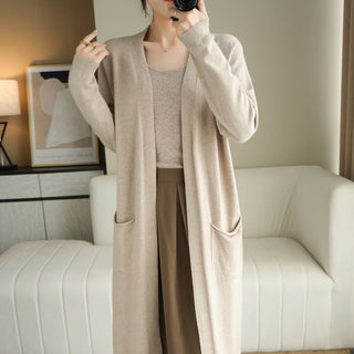 No Buckle Lazy Wind Fashion Long Cardigan Knitted Coat Women - Phosgene