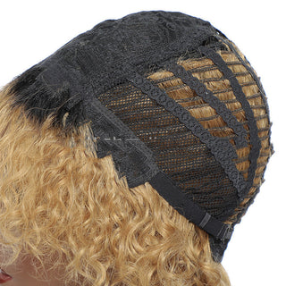 Small Curly Real Hair Headgear, Gradual Fluffy Head High-end Short Hair Cover - Phosgene