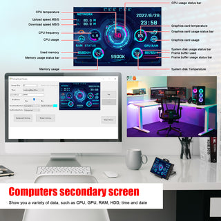 3.5-inch Computer Small Secondary Screen IPS Full View USB Chassis Monitor Date Display - Phosgene