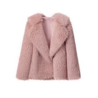 Lapel Leather Fur Coat Women's Artificial Wool Clip Coat - Phosgene