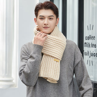 Men's And Women's Solid Colour Woollen Long Warm Knitted Scarf - Phosgene