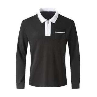 Long Sleeve Lapel Fashion Slim Pocket Long Sleeve T-shirt Phosgene