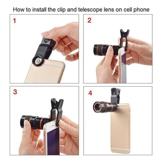 HD 8X Clip On Optical Zoom Telescope Camera Lens For Universal Mobile Cell Phone - Phosgene