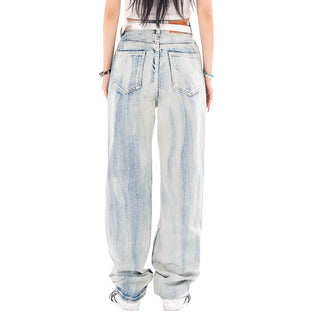 Gradient Denim Straight-leg Trousers Men And Women Phosgene